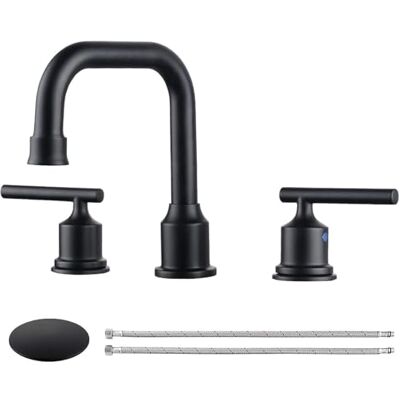 WOWOW Dwa uchwyty szeroko rozpowszechniona bateria łazienkowa 20 cm czarna 3 sztuki baterie umywalkowe 360 stopni obrotowa wylewka bateria umywalkowa do toalety WOWOW Dwa uchwyty szeroko rozpowszechniona bateria łazienkowa 20 cm czarna 3 sztuki baterie umywalkowe 360 stopni obrotowa wylewka bateria umywalkowa do toalety