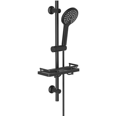 Görbach Kolumna Prysznicowa Czarny 70 cm ze Stali Nierdzewnej z Półką Prysznic Drążek Prysznicowy z Regulowanymi Wspornikami Mocującymi, z 3-funkcyjną Słuchawką Prysznicową (HBD12MB + Półka) Görbach Kolumna Prysznicowa Czarny 70 cm ze Stali Nierdzewnej z Półką Prysznic Drążek Prysznicowy z Regulowanymi Wspornikami Mocującymi, z 3-funkcyjną Słuchawką Prysznicową (HBD12MB + Półka)