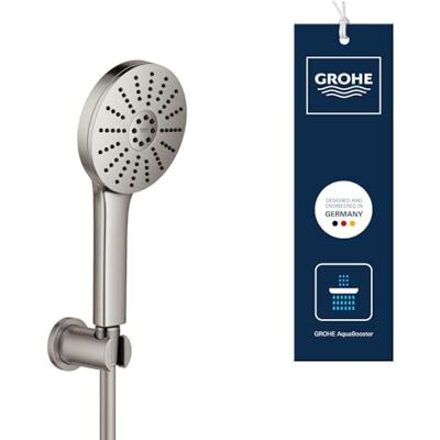 Grohe Zestaw prysznicowy Vitalio Joy+ 120, Duża słuchawka 12 cm, 3 strumienie (Rain, Jet, Booster), Przepływ 6,3 l/min, Wąż 150cm z uchwytem, Chrom, Uniwersalny montaż 1348650000 Grohe Zestaw prysznicowy Vitalio Joy+ 120, Duża słuchawka 12 cm, 3 strumienie (Rain, Jet, Booster), Przepływ 6,3 l/min, Wąż 150cm z uchwytem, Chrom, Uniwersalny montaż 1348650000