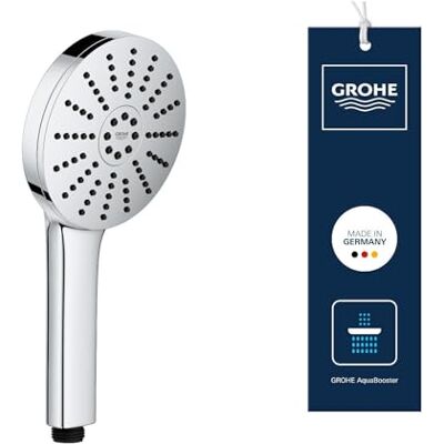 Grohe Słuchawka prysznicowa Vitalio Joy+ 120, 3 strumienie, Przepływ 7,9 l/min, Duża tarcza 12 cm, Chrom, Uniwersalny montaż 1348640000 Grohe Słuchawka prysznicowa Vitalio Joy+ 120, 3 strumienie, Przepływ 7,9 l/min, Duża tarcza 12 cm, Chrom, Uniwersalny montaż 1348640000
