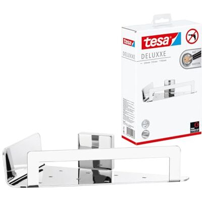 tesa DELUXXE narożny kosz prysznicowy na akcesoria łazienkowe – samoprzylepna półka pod prysznic na kosmetyki – chromowany metal – 55 mm x 265 mm x 120 mm tesa DELUXXE narożny kosz prysznicowy na akcesoria łazienkowe – samoprzylepna półka pod prysznic na kosmetyki – chromowany metal – 55 mm x 265 mm x 120 mm