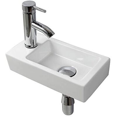 XIFIRY Umywalka wisząca mała umywalka do szatni prostokątna ceramiczna umywalka prawa ręka (lewa ręka) XIFIRY Umywalka wisząca mała umywalka do szatni prostokątna ceramiczna umywalka prawa ręka (lewa ręka)