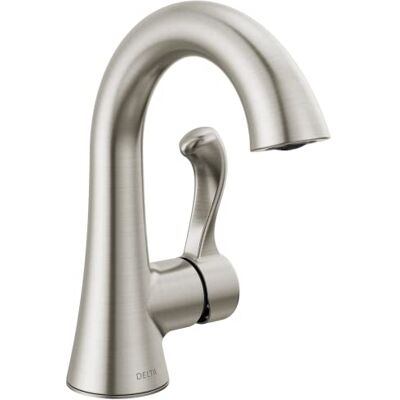 DELTA Faucet Esato Single Hole Bathroom Faucet Brushed Nickel, Single Handle Bathroom Faucet, Bathroom Sink Faucet, Drain Assembly Included, SpotShield Brushed Nickel 15897LF-SP DELTA Faucet Esato Single Hole Bathroom Faucet Brushed Nickel, Single Handle Bathroom Faucet, Bathroom Sink Faucet, Drain Assembly Included, SpotShield Brushed Nickel 15897LF-SP