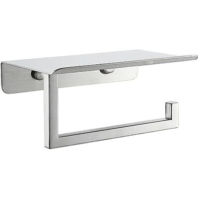 JQK TPH202-BN-T półka na papier toaletowy, uchwyt na papier toaletowy z półką na telefon, 13 cm dozownik papieru ze stali nierdzewnej 304, szczotkowany uchwyt ścienny JQK TPH202-BN-T półka na papier toaletowy, uchwyt na papier toaletowy z półką na telefon, 13 cm dozownik papieru ze stali nierdzewnej 304, szczotkowany uchwyt ścienny