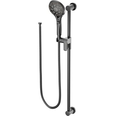 Moen 3671EPBL 5-funkcyjny masujący prysznic ręczny z przełącznikiem przerwy, zawiera 76 cm drążek suwakowy i 150 cm wąż, czarny matowy Moen 3671EPBL 5-funkcyjny masujący prysznic ręczny z przełącznikiem przerwy, zawiera 76 cm drążek suwakowy i 150 cm wąż, czarny matowy