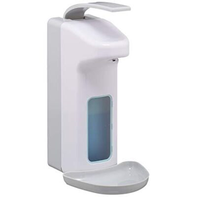 Relaxdays Dozownik Euro, 1000 ml, tacka ociekowa, dźwignia, biały środek dezynfekujący, mydło, montaż ścienny, dozownik higieniczny Relaxdays Dozownik Euro, 1000 ml, tacka ociekowa, dźwignia, biały środek dezynfekujący, mydło, montaż ścienny, dozownik higieniczny