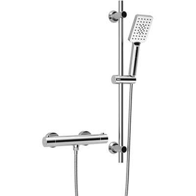 Görbach Termostatyczna bateria prysznicowa z zestawem drążków prysznicowych, bateria mieszakowa prysznic + stal nierdzewna drążek prysznicowy 70 cm, chrom Görbach Termostatyczna bateria prysznicowa z zestawem drążków prysznicowych, bateria mieszakowa prysznic + stal nierdzewna drążek prysznicowy 70 cm, chrom
