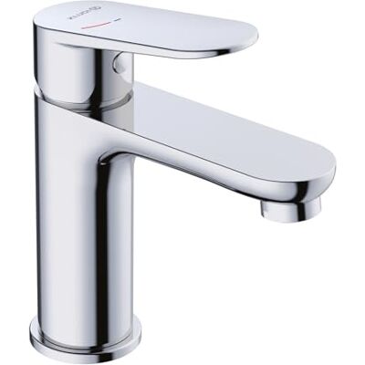 Kludi -X1 bateria umywalkowa chrom, oszczędzająca wodę kran łazienkowy rozmiar M, wysokość wylewki 95 mm, wkład ceramiczny, bateria mieszakowa umywalka wraz z wężami przyłączeniowymi, zimny start Kludi -X1 bateria umywalkowa chrom, oszczędzająca wodę kran łazienkowy rozmiar M, wysokość wylewki 95 mm, wkład ceramiczny, bateria mieszakowa umywalka wraz z wężami przyłączeniowymi, zimny start