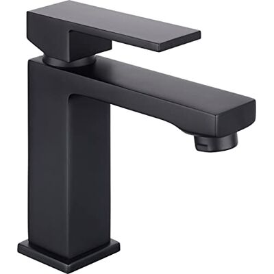 Cornat Bateria umywalkowa jednouchwytowa "Noir" – edycja Black Edition – matowy czarny korpus z mosiądzu – łatwe mocowanie trzpienia – z zaworem spustowym ciśnieniowym/kran do łazienki/armatura Cornat Bateria umywalkowa jednouchwytowa "Noir" – edycja Black Edition – matowy czarny korpus z mosiądzu – łatwe mocowanie trzpienia – z zaworem spustowym ciśnieniowym/kran do łazienki/armatura