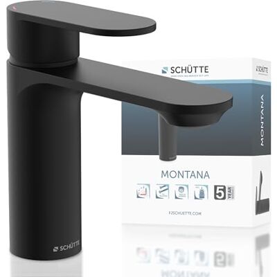 Schütte MONTANA 32316 bateria umywalkowa łazienkowa z zestawem odpływowym, jednouchwytowa bateria łazienkowa z korkiem odpływowym, bateria mieszakowa, umywalka, czarna Schütte MONTANA 32316 bateria umywalkowa łazienkowa z zestawem odpływowym, jednouchwytowa bateria łazienkowa z korkiem odpływowym, bateria mieszakowa, umywalka, czarna