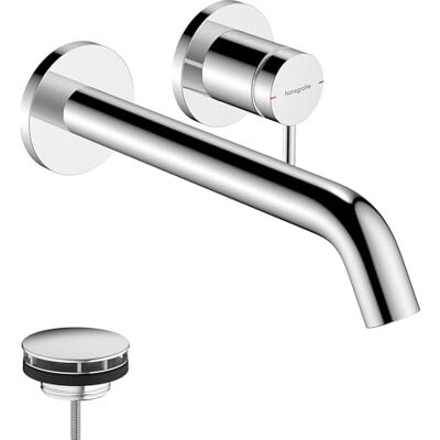 Hansgrohe Tecturis S bateria umywalkowa podtynkowa do montażu na ścianie z zestawem odpływowym, kran łazienkowy z długością wylewki 22,5 cm, oszczędność wody (EcoSmart+), chrom, 73351000 Hansgrohe Tecturis S bateria umywalkowa podtynkowa do montażu na ścianie z zestawem odpływowym, kran łazienkowy z długością wylewki 22,5 cm, oszczędność wody (EcoSmart+), chrom, 73351000
