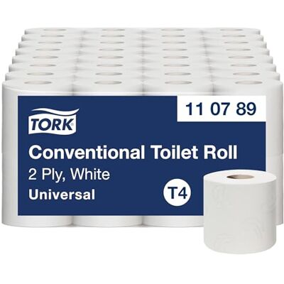 Tork Konwencjonalna Rolka Papieru Toaletowego Biała T4, 110789 Uniwersalny, 2-warstwowy, 64 x 250 arkuszy Tork Konwencjonalna Rolka Papieru Toaletowego Biała T4, 110789 Uniwersalny, 2-warstwowy, 64 x 250 arkuszy