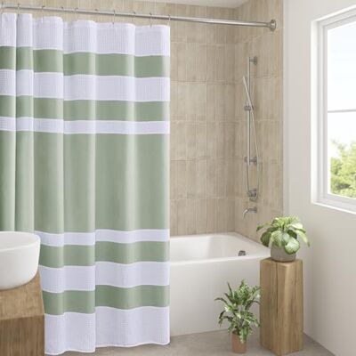 Madison Park Zasłona prysznicowa, spa, zasłona prysznicowa do łazienki, 3 m, Scotchgard, jakość spa, nowoczesne zasłony prysznicowe do łazienki, standardowa, 183 x 183 cm, szałwiowa zieleń Madison Park Zasłona prysznicowa, spa, zasłona prysznicowa do łazienki, 3 m, Scotchgard, jakość spa, nowoczesne zasłony prysznicowe do łazienki, standardowa, 183 x 183 cm, szałwiowa zieleń