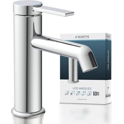 Schütte Bateria umywalkowa LOS ANGELES 33100, kran łazienkowy z zestawem odpływowym, armatura łazienkowa, jednouchwytowa bateria łazienkowa z korkiem odpływowym, bateria mieszakowa, umywalka, chrom Schütte Bateria umywalkowa LOS ANGELES 33100, kran łazienkowy z zestawem odpływowym, armatura łazienkowa, jednouchwytowa bateria łazienkowa z korkiem odpływowym, bateria mieszakowa, umywalka, chrom