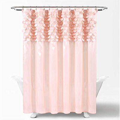 Lush Decor , Zasłona prysznicowa Blush Lillian Teksturowany błyszczący okrąg design łazienki, x 183 cm, 183 cm x 183 cm Lush Decor , Zasłona prysznicowa Blush Lillian Teksturowany błyszczący okrąg design łazienki, x 183 cm, 183 cm x 183 cm