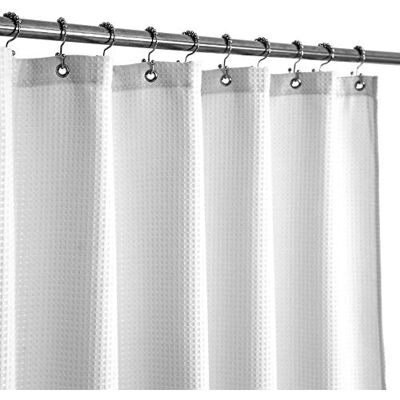 Barossa Design Zasłona prysznicowa o wysokości 152 x 183 cm, splot waflowy, luksus jak w hotelowym spa, wodoodporna, ciężka, można prać w pralce, 230 g/m², biała pika, dekoracyjna zasłona łazienkowa Barossa Design Zasłona prysznicowa o wysokości 152 x 183 cm, splot waflowy, luksus jak w hotelowym spa, wodoodporna, ciężka, można prać w pralce, 230 g/m², biała pika, dekoracyjna zasłona łazienkowa