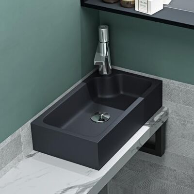 Mai & Mai Umywalka z otworem na kran Col101 umywalka nasadowa 46 x 26 x 11 cm odlew mineralny prostokątna mała umywalka matowa antracytowa umywalka Mai & Mai Umywalka z otworem na kran Col101 umywalka nasadowa 46 x 26 x 11 cm odlew mineralny prostokątna mała umywalka matowa antracytowa umywalka