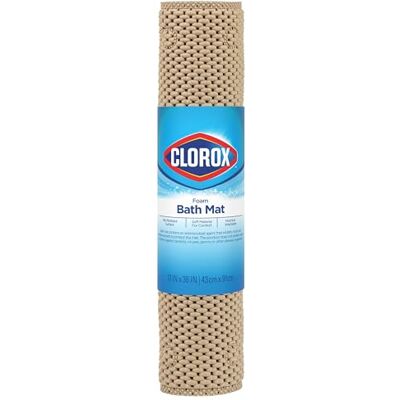 Duck Brand Clorox Wyściełana piankowa mata łazienkowa do wanien, antypoślizgowa, z przyssawkami, 40 cm x 81 cm, taupe Duck Brand Clorox Wyściełana piankowa mata łazienkowa do wanien, antypoślizgowa, z przyssawkami, 40 cm x 81 cm, taupe