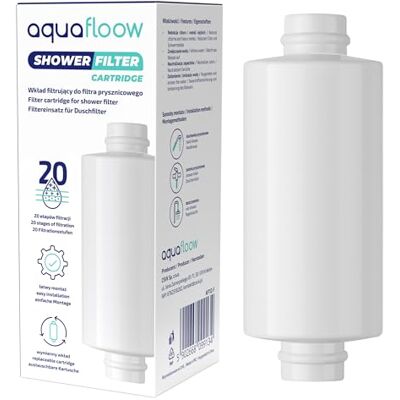 Aquafloow Filtr do głowicy prysznicowej na prysznic, przeciw wapnowi, chlorowi i zanieczyszczeniom, 20-stopniowa filtracja, zmniejsza wzrost włosów i podrażnienia skóry, pasuje do wszystkich Aquafloow Filtr do głowicy prysznicowej na prysznic, przeciw wapnowi, chlorowi i zanieczyszczeniom, 20-stopniowa filtracja, zmniejsza wzrost włosów i podrażnienia skóry, pasuje do wszystkich