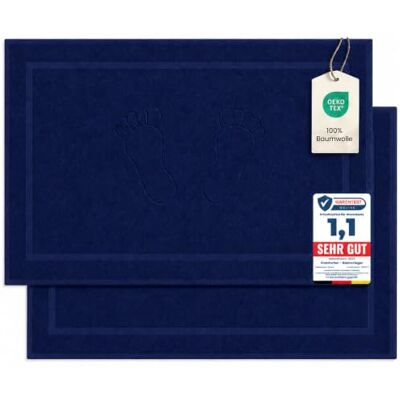 Komfortec 2-częściowy zestaw dywaników łazienkowych, frotte, nadaje się do prania, 800 g/m² i 100% bawełna, chłonny i szybkoschnący, 50 x 80 cm, granatowy Komfortec 2-częściowy zestaw dywaników łazienkowych, frotte, nadaje się do prania, 800 g/m² i 100% bawełna, chłonny i szybkoschnący, 50 x 80 cm, granatowy