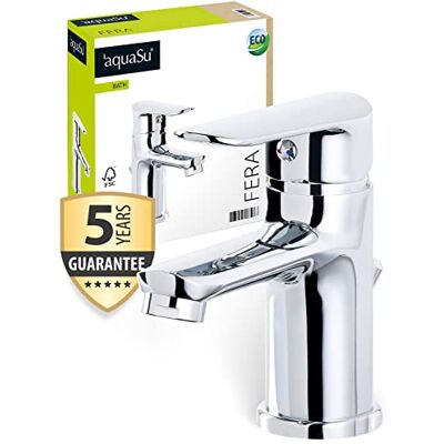 AquaSu ® Bateria umywalkowa Fera, z dyszą mieszającą oszczędzającą wodę, zestaw mimośrodowy, wkład ceramiczny, standardowy montaż, rdzeń mosiężny, chromowany, 798396 AquaSu ® Bateria umywalkowa Fera, z dyszą mieszającą oszczędzającą wodę, zestaw mimośrodowy, wkład ceramiczny, standardowy montaż, rdzeń mosiężny, chromowany, 798396