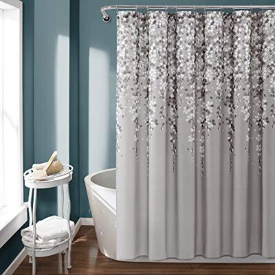 Lush Decor Zasłona prysznicowa z płaczącym kwiatem, 183 cm x 183 cm, szara Lush Decor Zasłona prysznicowa z płaczącym kwiatem, 183 cm x 183 cm, szara