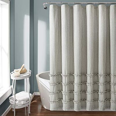 Lush Decor , Szara vintage przędza barwiona bawełniana zasłona prysznicowa, 183 cm x 183 cm Lush Decor , Szara vintage przędza barwiona bawełniana zasłona prysznicowa, 183 cm x 183 cm