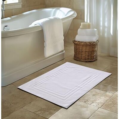 LE TEMPS D'UN BAIN Biała mata łazienkowa 60 x 90 cm 100% bawełna bardzo chłonna i gruba certyfikat Oeko-Tex - LE TEMPS D'UN BAIN Biała mata łazienkowa 60 x 90 cm 100% bawełna bardzo chłonna i gruba certyfikat Oeko-Tex -