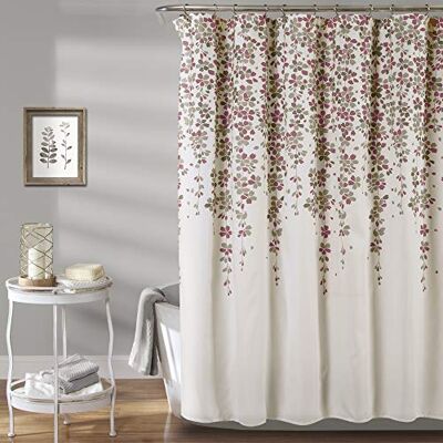 Lush Decor Płaczący kwiat zasłona prysznicowa tkanina kwiatowy wzór winorośli, 183 cm x 183 cm, fioletowa Lush Decor Płaczący kwiat zasłona prysznicowa tkanina kwiatowy wzór winorośli, 183 cm x 183 cm, fioletowa