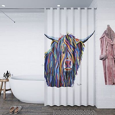 Croydex AF304022H Angus McCoo Art autorstwa Stevena Brown zasłona prysznicowa z higieną 'N' czysta powierzchnia antybakteryjna poddana obróbce biała, 1800 mm x 1800 mm Croydex AF304022H Angus McCoo Art autorstwa Stevena Brown zasłona prysznicowa z higieną 'N' czysta powierzchnia antybakteryjna poddana obróbce biała, 1800 mm x 1800 mm