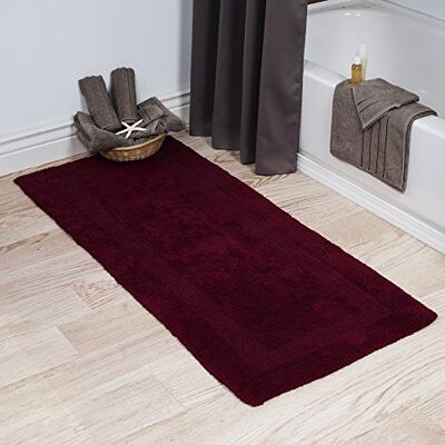 Lavish Home Bawełniana mata łazienkowa, pluszowa, 100% bawełna, 152 x 61 cm, dywanik łazienkowy, dwustronny, miękki, chłonny, można prać w pralce (kolor bordowy) Lavish Home Bawełniana mata łazienkowa, pluszowa, 100% bawełna, 152 x 61 cm, dywanik łazienkowy, dwustronny, miękki, chłonny, można prać w pralce (kolor bordowy)