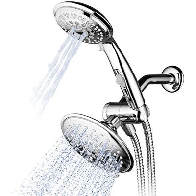 Hydroluxe ® 30-stopniowa słuchawka prysznicowa z deszczownicą i ręczną głowicą prysznicową z opatentowanym włącznikiem/wyłącznikiem (chrom premium) Hydroluxe ® 30-stopniowa słuchawka prysznicowa z deszczownicą i ręczną głowicą prysznicową z opatentowanym włącznikiem/wyłącznikiem (chrom premium)