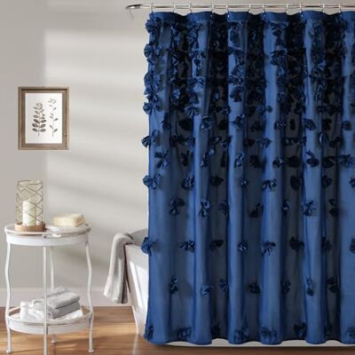 Lush Decor Riley Shower Curtain, 72" x 72", Navy Lush Decor Riley Shower Curtain, 72" x 72", Navy