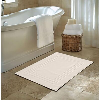 LE TEMPS D'UN BAIN Kremowa mata łazienkowa 60 x 90 cm 100% bawełna bardzo chłonna i gruba certyfikat Oeko-Tex - LE TEMPS D'UN BAIN Kremowa mata łazienkowa 60 x 90 cm 100% bawełna bardzo chłonna i gruba certyfikat Oeko-Tex -