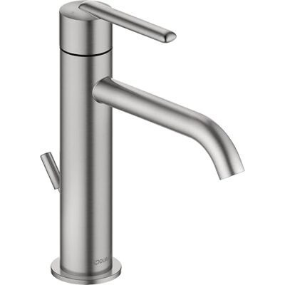 Duravit Balcoon bateria umywalkowa, rozmiar M (wysokość wylewki 138 mm), energooszczędna bateria umywalkowa, oszczędzający wodę kran łazienkowy (MinusFlow), z zestawem odpływowym drążka, stal Duravit Balcoon bateria umywalkowa, rozmiar M (wysokość wylewki 138 mm), energooszczędna bateria umywalkowa, oszczędzający wodę kran łazienkowy (MinusFlow), z zestawem odpływowym drążka, stal