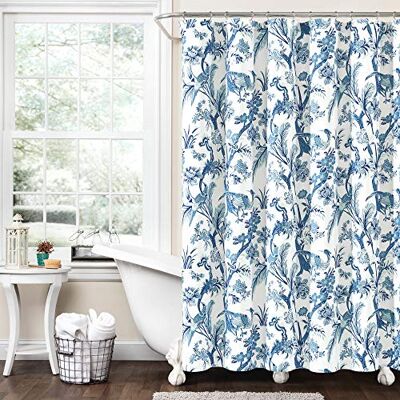 Lush Decor Zasłona prysznicowa Dolores, 183 cm x 183 cm, niebieska Lush Decor Zasłona prysznicowa Dolores, 183 cm x 183 cm, niebieska