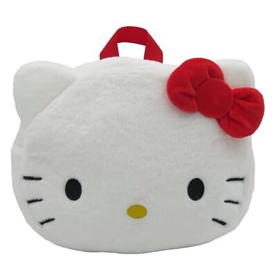 MC37-106HK CyP Brands Hello Kitty, Sanrio, plecak, pluszowe, torby, figurka 3D, twarz Hello Kitty, kolor biały, oficjalny produkt, biała, Estandar, Casual MC37-106HK CyP Brands Hello Kitty, Sanrio, plecak, pluszowe, torby, figurka 3D, twarz Hello Kitty, kolor biały, oficjalny produkt, biała, Estandar, Casual
