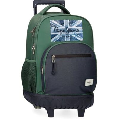 6982921 Pepe Jeans Jebb Plecak Compact 2 Wheels Green 33x44x21 cms Poliester 30,49L by Joumma Bags, Zielony, Talla única, Kompaktowy plecak 2 koła 6982921 Pepe Jeans Jebb Plecak Compact 2 Wheels Green 33x44x21 cms Poliester 30,49L by Joumma Bags, Zielony, Talla única, Kompaktowy plecak 2 koła
