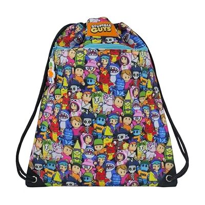 MC49-03Y CyP Brands Stumble Guys, plecak, worek, torba ze sznurkiem, wielokolorowa, oficjalny produkt, Biały, M MC49-03Y CyP Brands Stumble Guys, plecak, worek, torba ze sznurkiem, wielokolorowa, oficjalny produkt, Biały, M