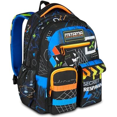 64735-000 Mitama New Plus CYBERPLAY plecak szkolny, niebieski, 30 l, super pojemny, ergonomiczny, wytrzymały, dla dzieci, czarne, Taglia unica, Casual 64735-000 Mitama New Plus CYBERPLAY plecak szkolny, niebieski, 30 l, super pojemny, ergonomiczny, wytrzymały, dla dzieci, czarne, Taglia unica, Casual