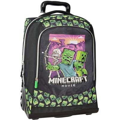 73534 Franco Cosimo Panini Zaino ORG.Trolley Premium Minecraft Movie Plecak unisex dla dzieci, czarny/zielony, M, Wielobarwny, M 73534 Franco Cosimo Panini Zaino ORG.Trolley Premium Minecraft Movie Plecak unisex dla dzieci, czarny/zielony, M, Wielobarwny, M