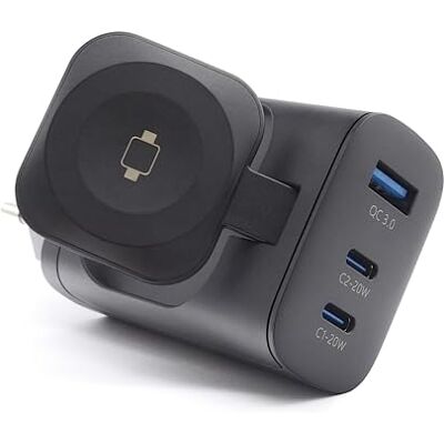 Realpower PC-43 Watch ładowarka, 43 W, 2 x USB-C PD 20 W, USB-A QC3.0 18 W, bezprzewodowa 3 W, 47 x 28 x 103 mm, 103 g, 100-240 V, 1,0 A Realpower PC-43 Watch ładowarka, 43 W, 2 x USB-C PD 20 W, USB-A QC3.0 18 W, bezprzewodowa 3 W, 47 x 28 x 103 mm, 103 g, 100-240 V, 1,0 A