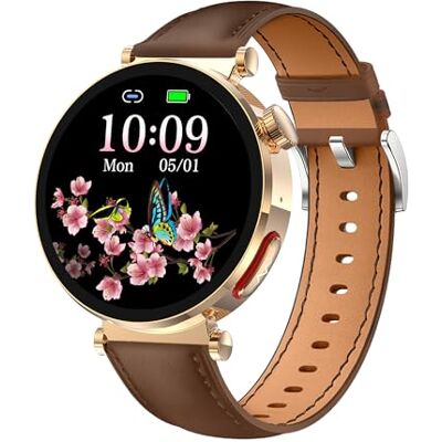Neo 2 Knauermann (2025) Okrągłe Złoto Smartwatch Zdrowie Zegarek EKG Funkcja HRV Bluetooth BT Bezdech senny Ciśnienie krwi Brązowa bransoletka ze skóry bydlęcej, Durchmesser: 40 mm; Neo 2 Knauermann (2025) Okrągłe Złoto Smartwatch Zdrowie Zegarek EKG Funkcja HRV Bluetooth BT Bezdech senny Ciśnienie krwi Brązowa bransoletka ze skóry bydlęcej, Durchmesser: 40 mm;