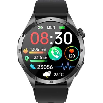 PRO 3 VALDUS Knauermann Fan Edition okrągły (2025) czarny, zegarek zdrowotny z funkcją telefonii, EKG Plus HRV i SOS, BT Bluetooth, bezdech senny, silikonowy pasek, czarny, 14-24, normalny PRO 3 VALDUS Knauermann Fan Edition okrągły (2025) czarny, zegarek zdrowotny z funkcją telefonii, EKG Plus HRV i SOS, BT Bluetooth, bezdech senny, silikonowy pasek, czarny, 14-24, normalny