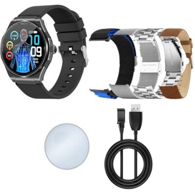 PRO 3 Knauermann (2024) srebrny – zegarek zdrowotny smartwatch z funkcją telefonii – EKG + funkcja HRV i SOS, wyświetlacz AMOLED, Bluetooth, bezdech senny, edycja 1, 14-24, okrągły PRO 3 Knauermann (2024) srebrny – zegarek zdrowotny smartwatch z funkcją telefonii – EKG + funkcja HRV i SOS, wyświetlacz AMOLED, Bluetooth, bezdech senny, edycja 1, 14-24, okrągły