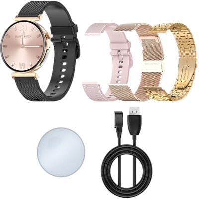 PRO 3 MINI Knauermann (2024) złoty zegarek zdrowotny smartwatch z funkcją telefonii EKG + funkcja HRV i SOS wyświetlacz AMOLED BT Bluetooth bezdech senny edycja 1, 14-24, okrągły PRO 3 MINI Knauermann (2024) złoty zegarek zdrowotny smartwatch z funkcją telefonii EKG + funkcja HRV i SOS wyświetlacz AMOLED BT Bluetooth bezdech senny edycja 1, 14-24, okrągły