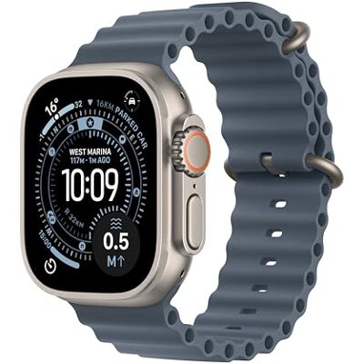 Apple Watch Ultra 3 GPS + Cellular 49 mm, najwyższej klasy zegarek do biegania i innych sportów z wytrzymałą kopertą z tytanu kolor naturalny + Ocean Band kolor Marynarski granat One Size Apple Watch Ultra 3 GPS + Cellular 49 mm, najwyższej klasy zegarek do biegania i innych sportów z wytrzymałą kopertą z tytanu kolor naturalny + Ocean Band kolor Marynarski granat One Size