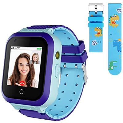 ele ELEOPTION Smartwatch dziecięcy 4G IP67, wodoszczelny zegarek dziecięcy z pozycją GPS, aparatem, SOS, połączeniami, krokomierzem, ekranem dotykowym, wideo-chat, Smart Watch dla chłopców i dziewczynek (niebieski ele ELEOPTION Smartwatch dziecięcy 4G IP67, wodoszczelny zegarek dziecięcy z pozycją GPS, aparatem, SOS, połączeniami, krokomierzem, ekranem dotykowym, wideo-chat, Smart Watch dla chłopców i dziewczynek (niebieski