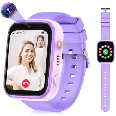 OKYUK Smartwatch dziecięcy 4G z trackerem GPS, dwukierunkowe połączenia, SOS, smartwatch z wieloma stylami pulpitu do wyboru dla 6-12 chłopców i dziewczynek (fioletowy) OKYUK Smartwatch dziecięcy 4G z trackerem GPS, dwukierunkowe połączenia, SOS, smartwatch z wieloma stylami pulpitu do wyboru dla 6-12 chłopców i dziewczynek (fioletowy)