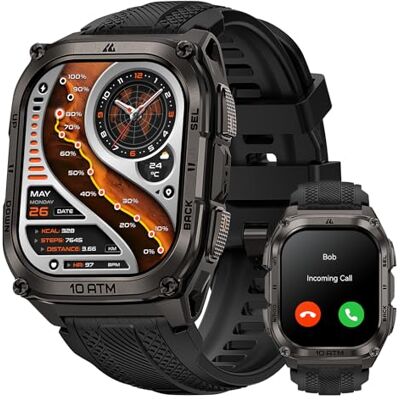 KOSPET Tank M4 Smartwatch męski, pełna stal nierdzewna, 6 satelitów i map offline, 10 atm nurkowy 45 m, bateria 50 dni, połączenia Bluetooth, monitor zdrowia 24/7,1,96" AMOLED, Android i iOS (czarny KOSPET Tank M4 Smartwatch męski, pełna stal nierdzewna, 6 satelitów i map offline, 10 atm nurkowy 45 m, bateria 50 dni, połączenia Bluetooth, monitor zdrowia 24/7,1,96" AMOLED, Android i iOS (czarny